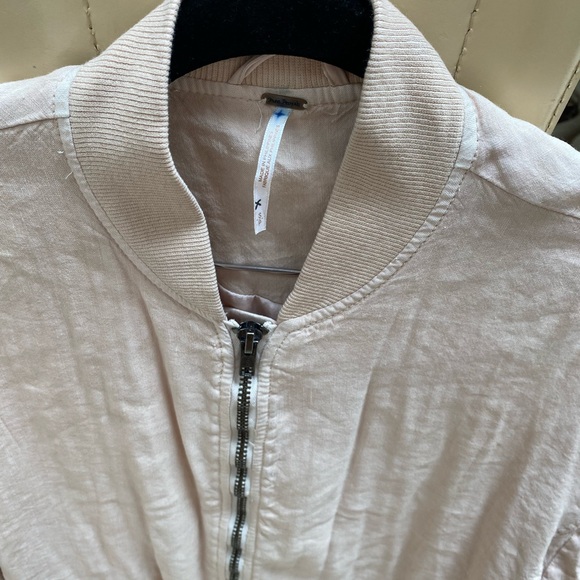 Free People blush Ruched Linen Spring Jacket - Picture 6 of 8